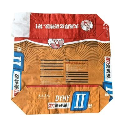 Προσαρμοσμένη επιφανειακή εκτύπωση 2 πλεονεκτήματα 80GSM Χάρτης Τσιμεντοποιητικές σακούλες 1 πλεονεκτήματα Πολυφυλλιάς Πολυπετραϊκό Χάρτη Αμυδρό για 20KG πλακάκια Κόλλημα μακροχρόνια