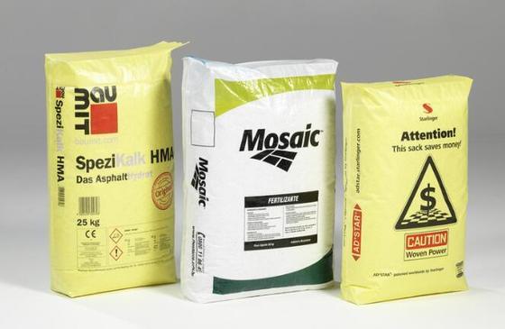 Υφαντό πολυπροπυλένιο πλαστικοποιημένη σωληνωτή βαλβίδα σακί για 50kg τετράγωνο κάτω τσιμέντου σακί επιφανειακή εκτύπωση 100% παρθένο πολυπροπυλένιο