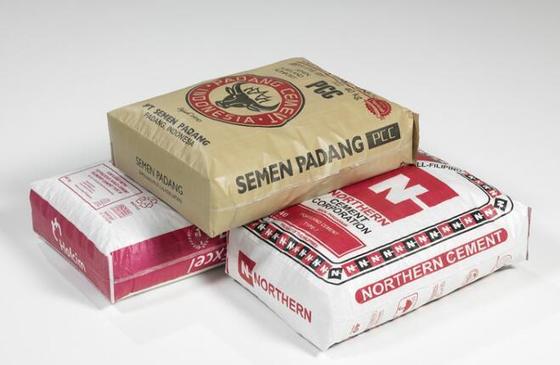 Υφαντό πολυπροπυλένιο πλαστικοποιημένη σωληνωτή βαλβίδα σακί για 50kg τετράγωνο κάτω τσιμέντου σακί επιφανειακή εκτύπωση 100% παρθένο πολυπροπυλένιο