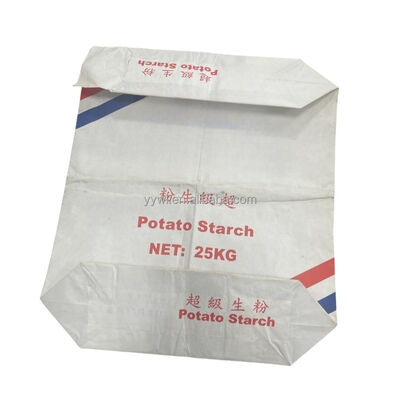 Πολλαπλών τοιχωμάτων χάρτινη σακούλα κατάλληλη για τρόφιμα με αδιάβροχο ηχητικό σφράγισμα για 25KG άμυλο πατάτας και καλαμποκιού