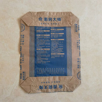 Διστρωματική βαλβιδωτή σακούλα χαρτιού 90GSM με τετράγωνο πάτο για κονίαμα 20kg 25kg 30kg 40kg